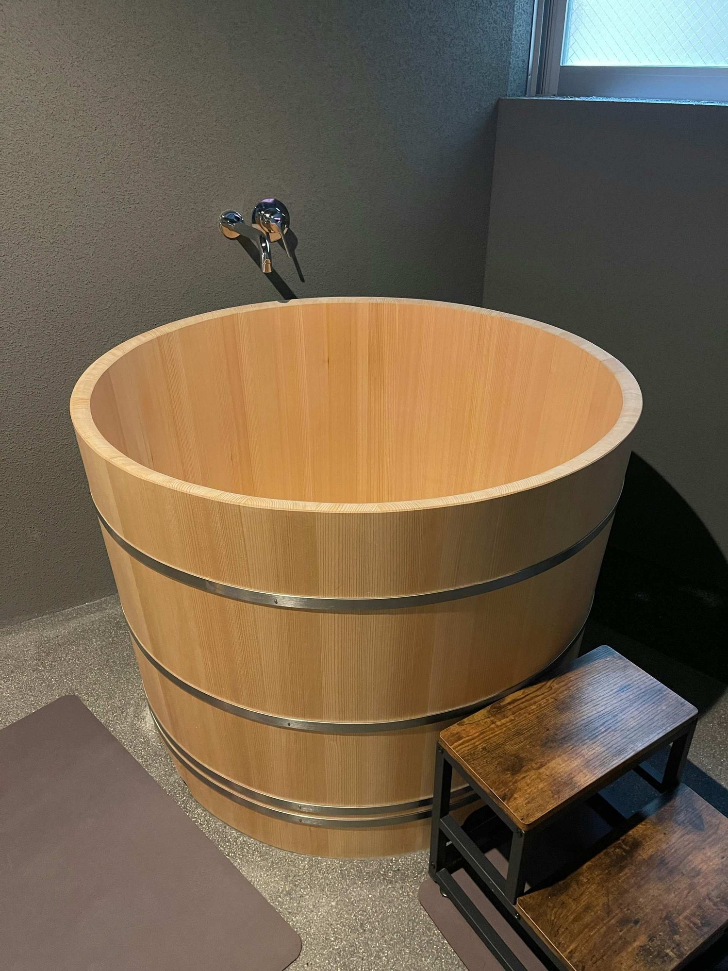 Japanese soaking tub off a bathroom in Claremont